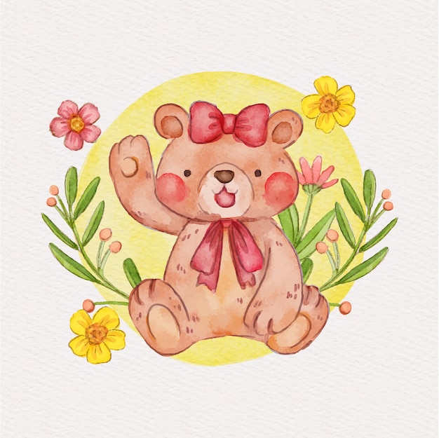 Free vector watercolor female bear illustration