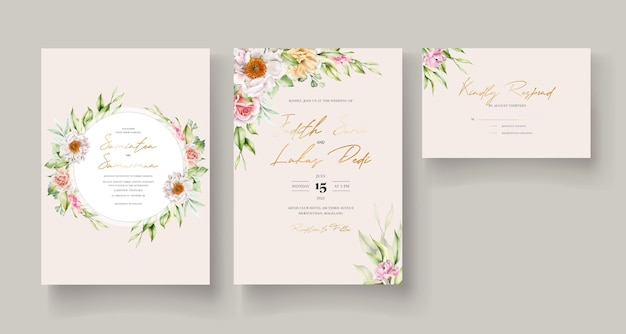 Free Vector watercolor floral invitation card template