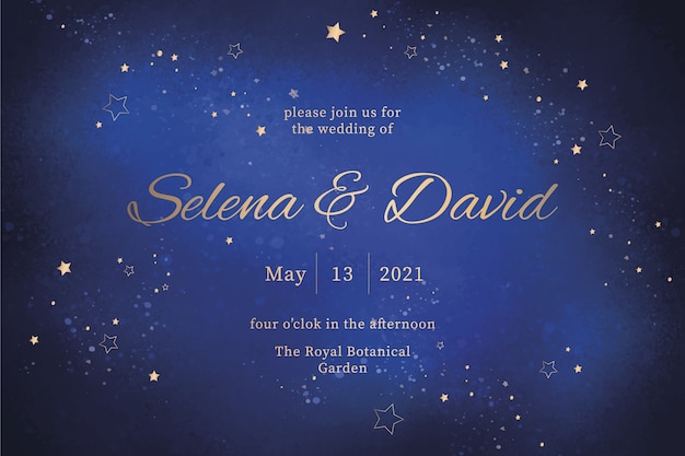 Watercolor galaxy wedding invitation
