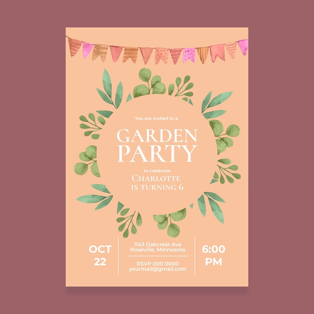 Free Vector watercolor garden party invitation design