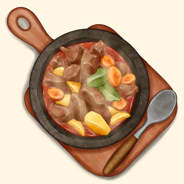 Free Vector watercolor goulash illustration