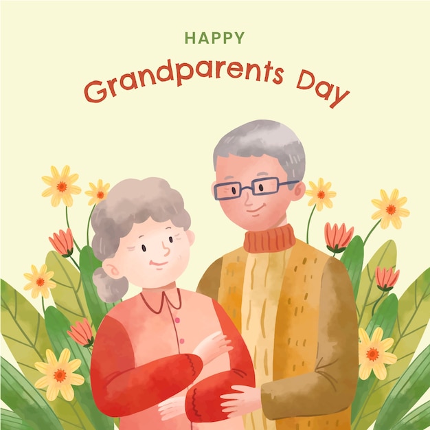 Free vector watercolor illustration for grandparents day celebration