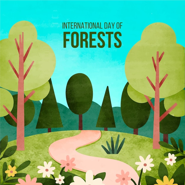 Free Vector watercolor illustration for international forest day celebration