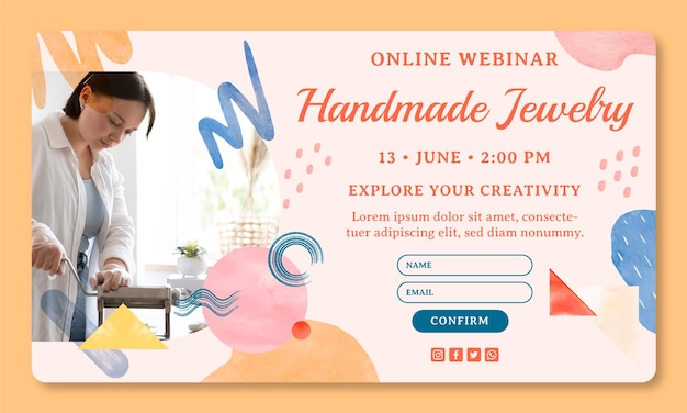 Free Vector watercolor jewelry atelier webinar template