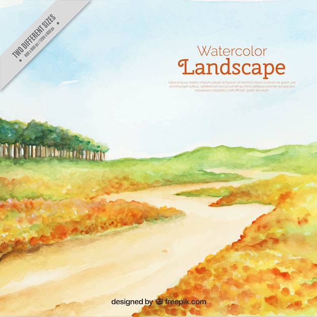 Free Vector watercolor landscape with a path