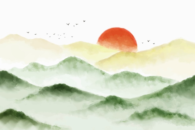 Free Vector watercolor mountains background