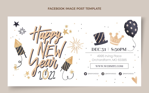 Free Vector watercolor new year social media post template