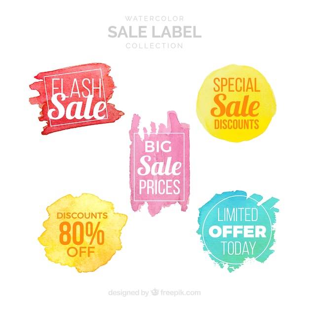 Free Vector watercolor sale label collection