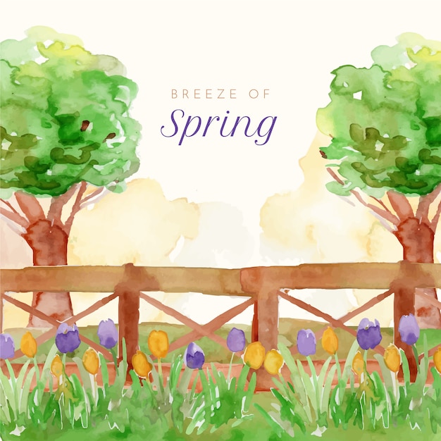 Watercolor spring illustration