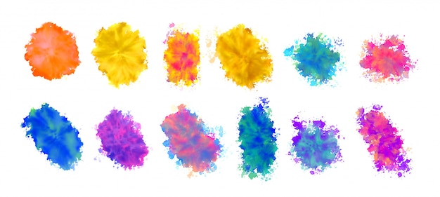 Free vector watercolor stain textures set in many colors