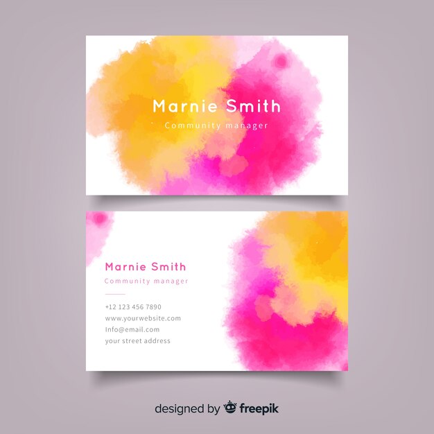 Watercolor stains business card template