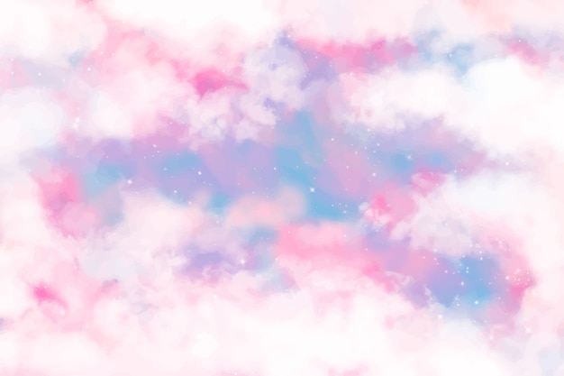 Watercolor sugar cotton clouds background