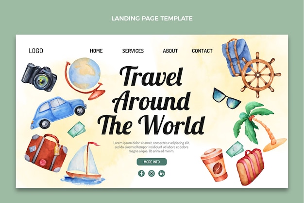 Free Vector watercolor travel landing page