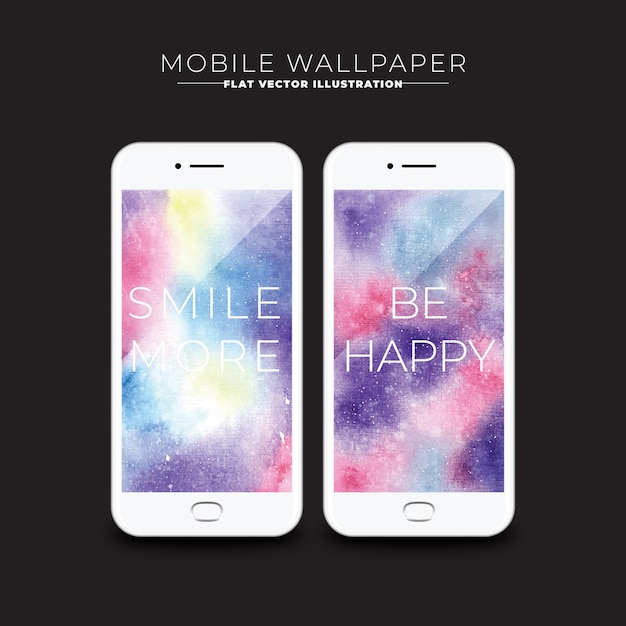 Free vector watercolor wallpapers with messages for mobile