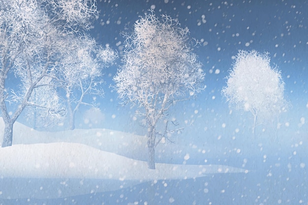 Free Vector watercolor winter landscape