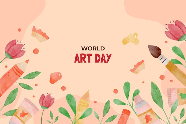 Free Vector watercolor world art day background