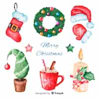 Free vector watercolour christmas element collection