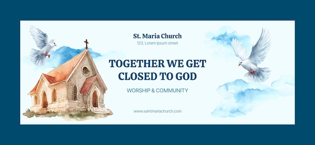 Watercolour church facebook cover template