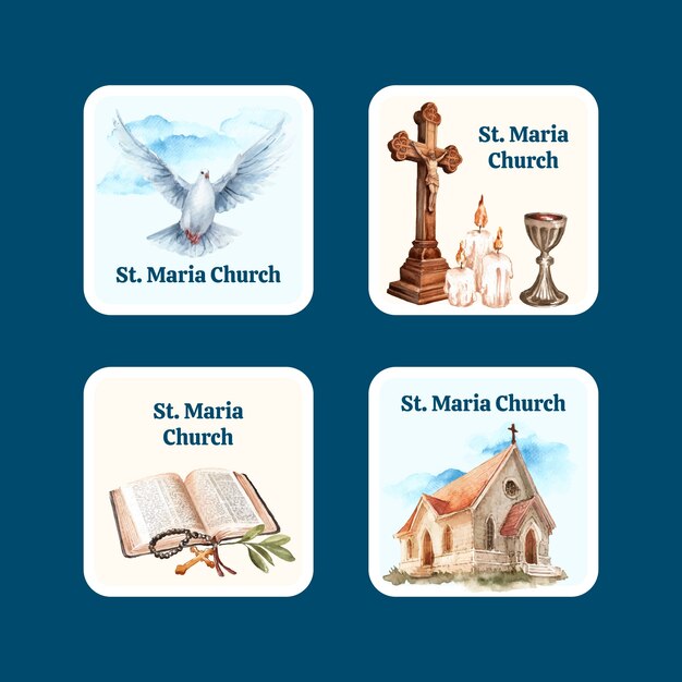 Watercolour church labels template