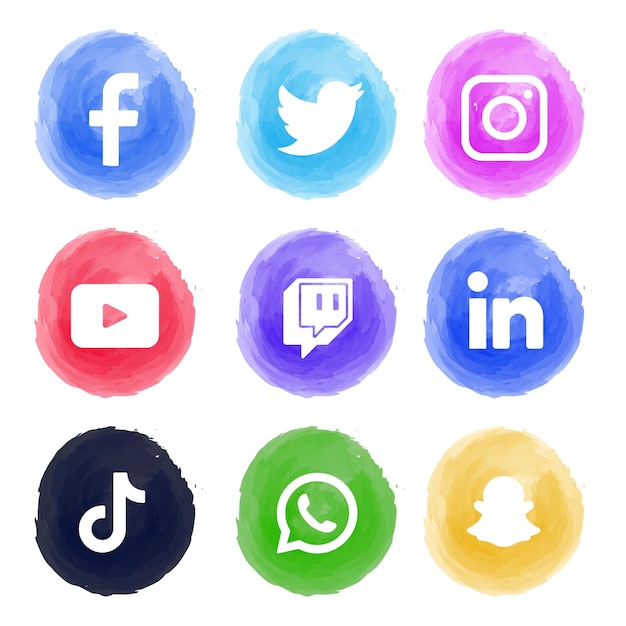 Free Vector watercolour rectangles social media icons