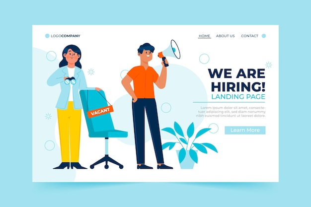 Free Vector we are hiring promo landing page