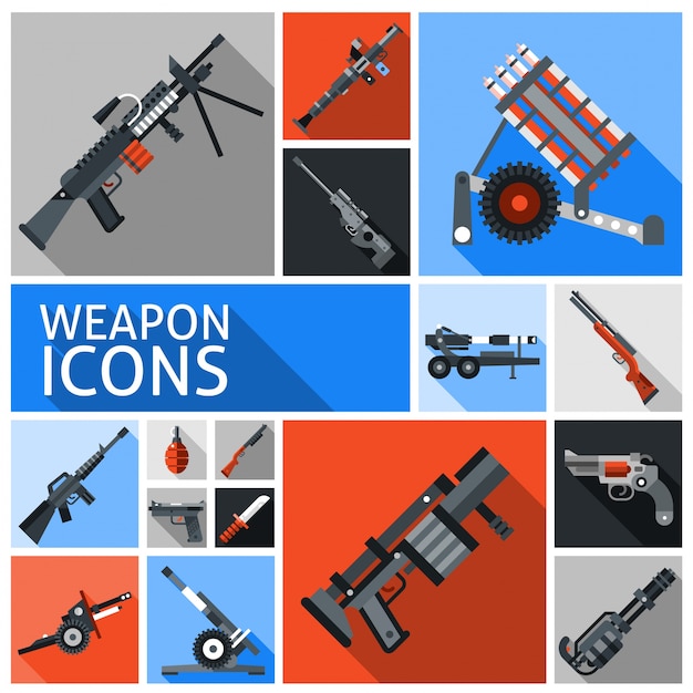 Free vector weapon icons set