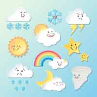 Free vector weather element clipart vector set, 3d design