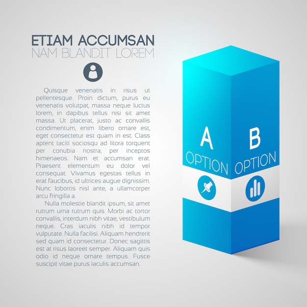 Free Vector web business infographic design concept with text and 3d blue square column and icons isolated