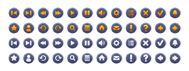 Free vector web buttons with stone texture and menu icons