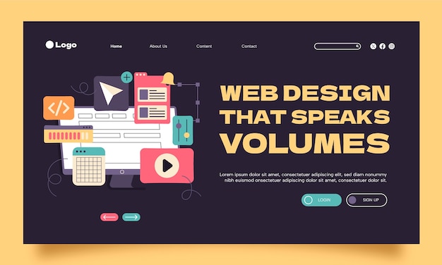 Free vector web design landing page template