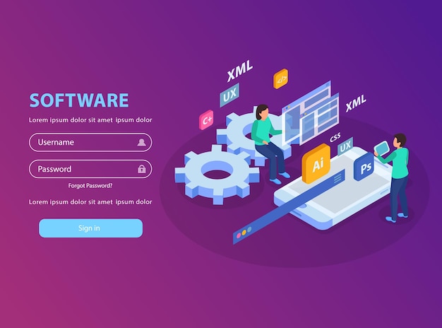 Free Vector web development isometric concept illustration