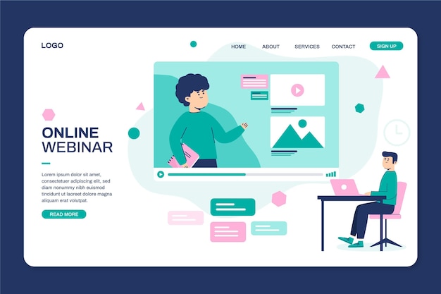 Free Vector webinar web template illustrated