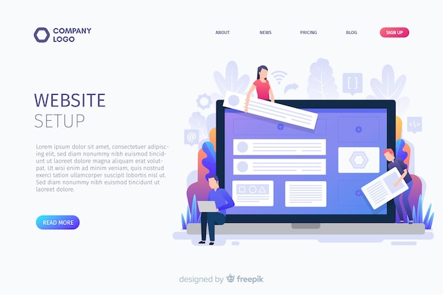 Free vector website setup landing page concept