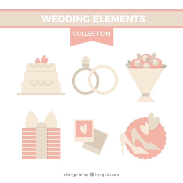 Free Vector wedding accessories in soft tones