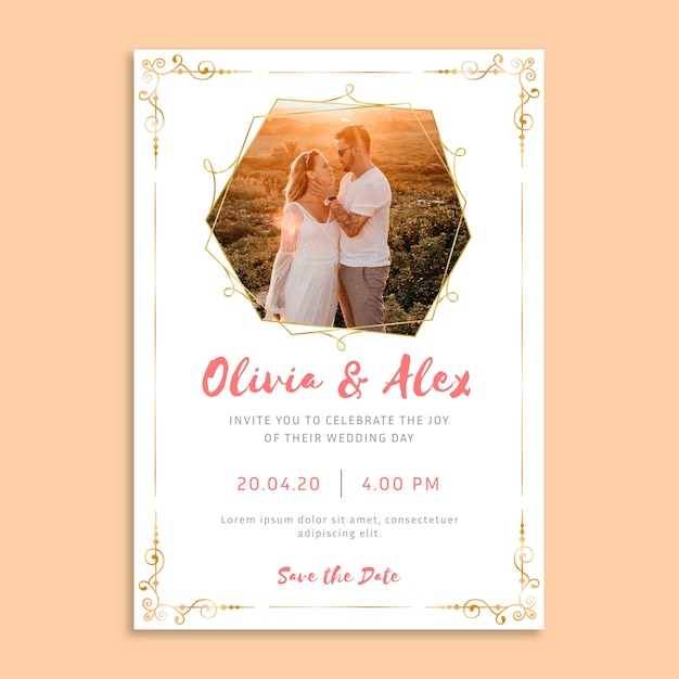 Wedding card template with photo