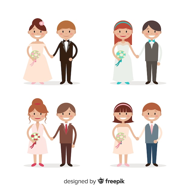 Free vector wedding couple collection