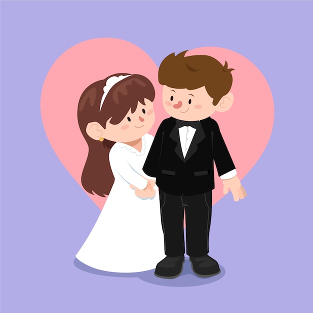 Wedding couples in flat design