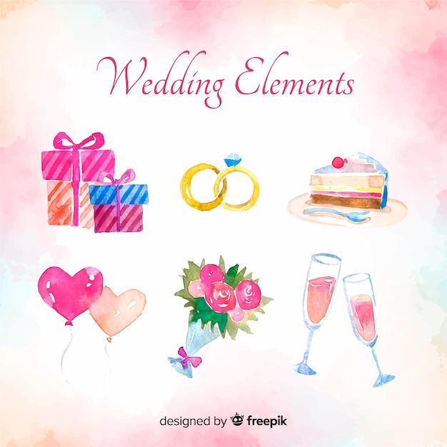 Free vector wedding element collection