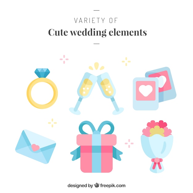 Free Vector wedding elements with lovely style