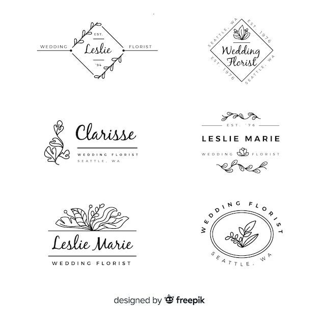 Wedding florist logo templates collection