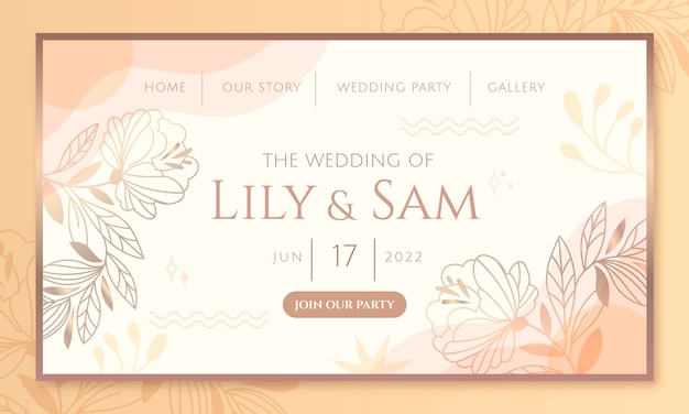 Wedding hand drawn flat landing page