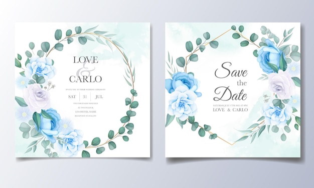 Free vector wedding invitation card with beautiful hand draw floral