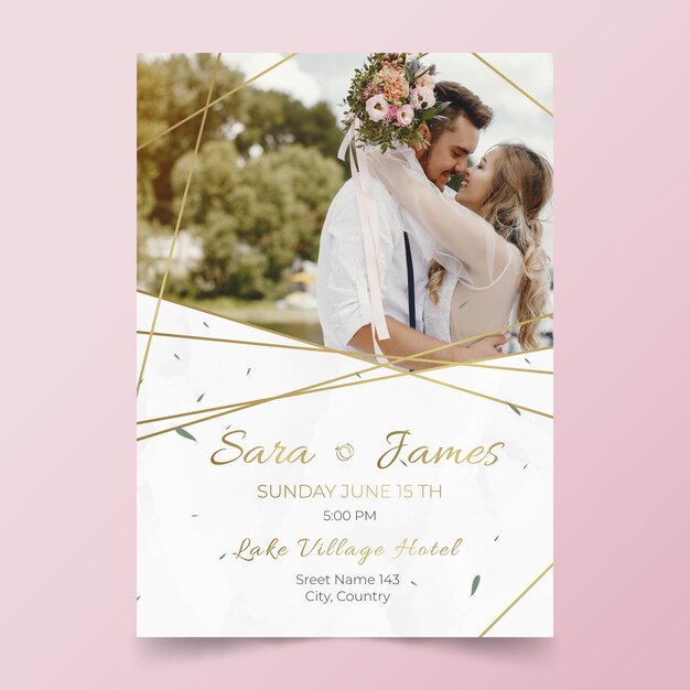 Wedding invitation template with photo