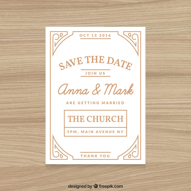 Free Vector wedding invitation white with ornaments