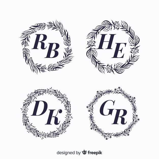 Wedding monogram logo templates collection