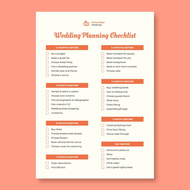 Wedding planner checklist template