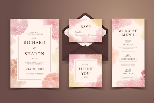 Free Vector wedding stationery collection