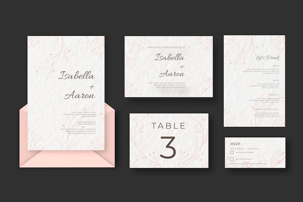 Free vector wedding stationery set template