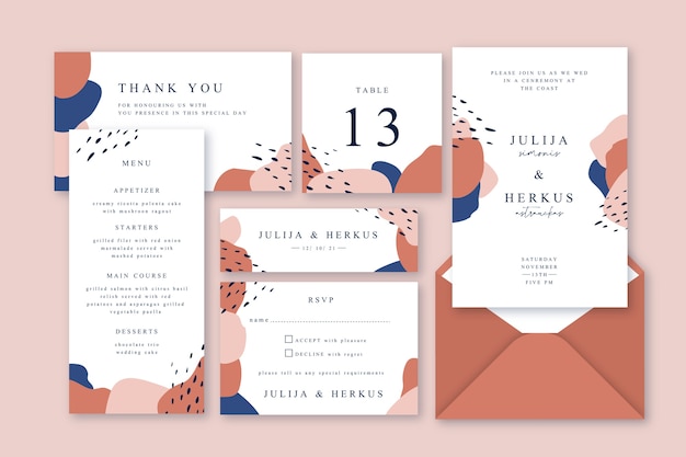 Free vector wedding stationery template terracota