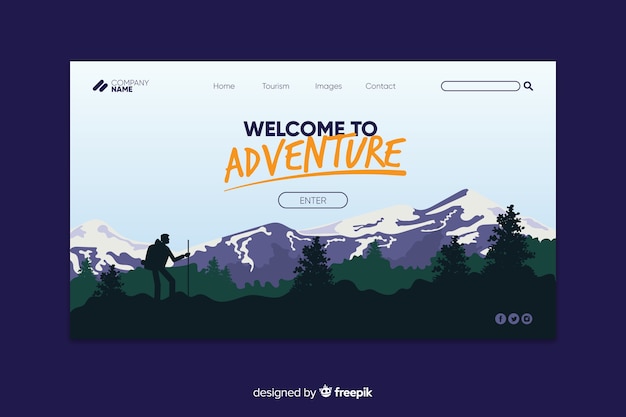 Free Vector welcome to adventure landing page